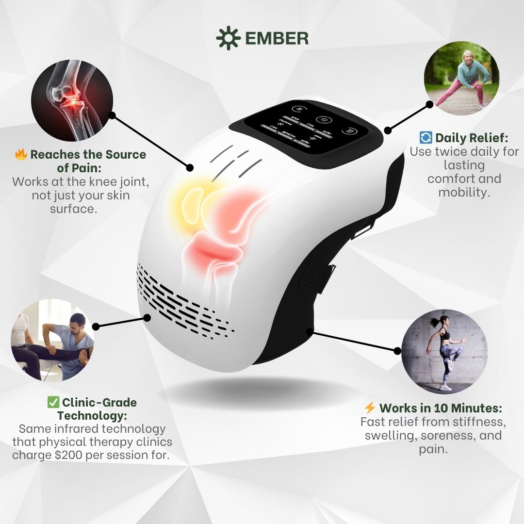 Knees Stiff, Sore, or In Pain? Try EMBER™ — Infrared Knee Therapy at Home