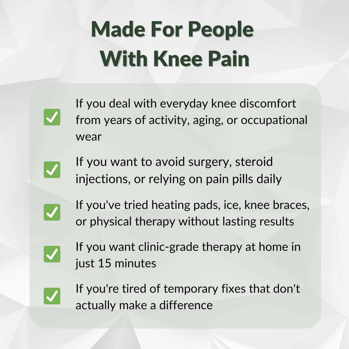 Promotional text for Ember product highlighting its benefits for everyday knee comfort.