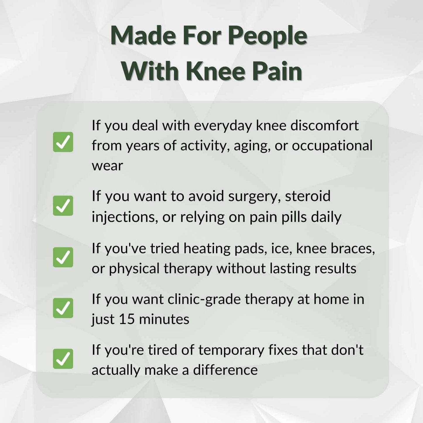 Promotional text for Ember product highlighting its benefits for everyday knee comfort.